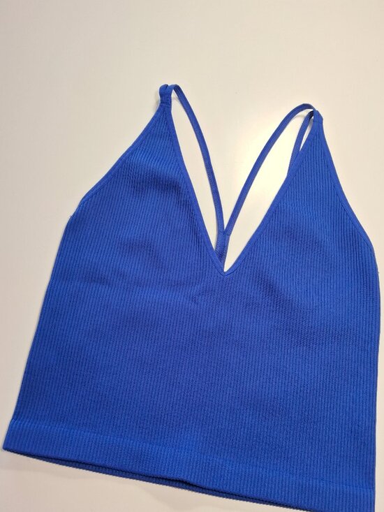 Dynamite Tops - Electric blue ribbed crop top, Dynamite
